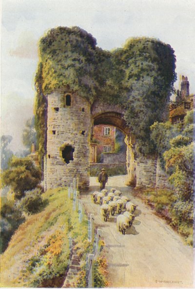 Strand Gate, Winchelsea (barevné lito) od Ernest William Haslehust