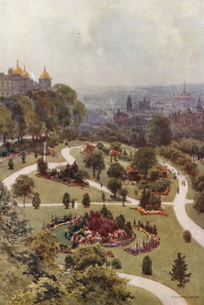 The Valley Gardens, Harrogate (barva litho) od Ernest William Haslehust