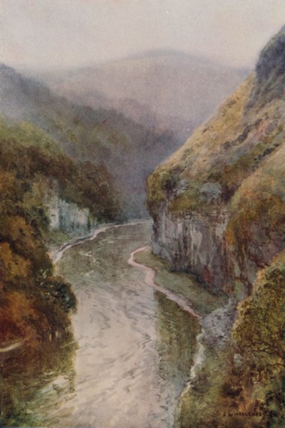 The Wye poblíž Cressbrook Dale (barevné lito) od Ernest William Haslehust