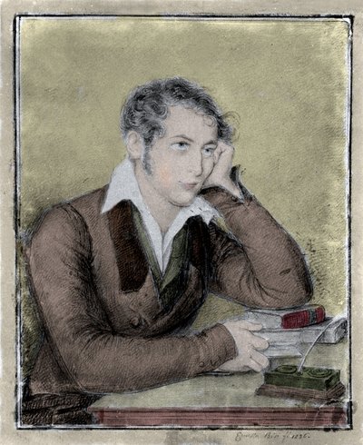 Risorgimento: portrét vlastence, filozofa, politického myslitele Carla Cattanea (1801-1869), kresba Ernesta Bisi od Ernesta Legnani