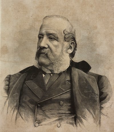 Portrét Gerolama Induna (1825-1890), italského malíře, rytina Ernesta Mancastropy z fotografie Guigoniho a Bossiho, z L