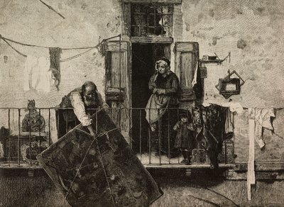 Saint Michael, Výstava výtvarného umění v Benátkách, Itálie, rytina Ernesta Mancatroppy z malby Gerolama Induna, z L