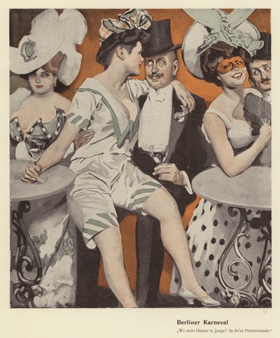 Berlínský karneval (barevné lito) od Ernst (after) Heilemann