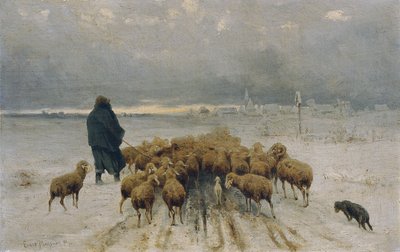 Vracející se stádo ovcí od Ernst Adolph Meissner