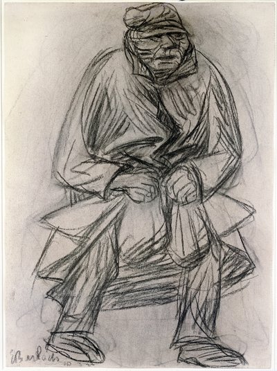 Postava žebráka. Kresba Ernsta Barlacha (1870-1938) New York Museum of Modern Art od Ernst Barlach
