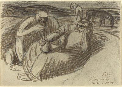 Italští rolníci s lahvemi na víno, 1909. od Ernst Barlach