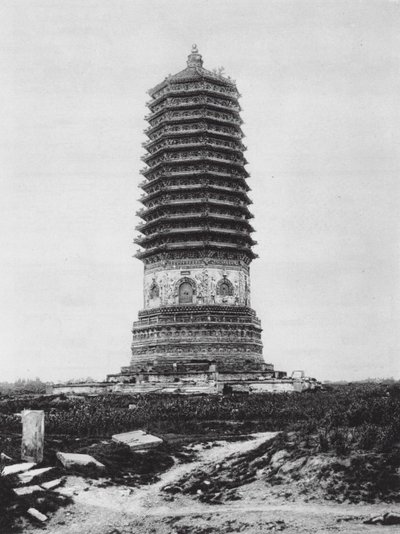 Peking, Palichuang, Chihli, Pagoda ve vesnici Pallchuang (čb foto) od Ernst Boerschmann