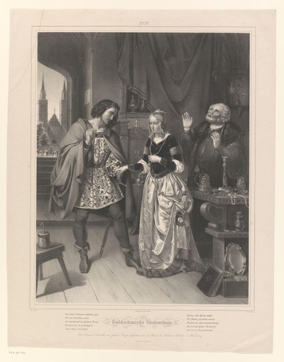 Muž žádá ženu o ruku Goldschmiedův Töchterlein (název na objektu) The Goldsmith
