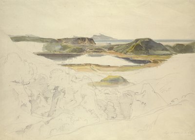 Jezero Agnano (tužka a akvarel na papíře) od Ernst Fries