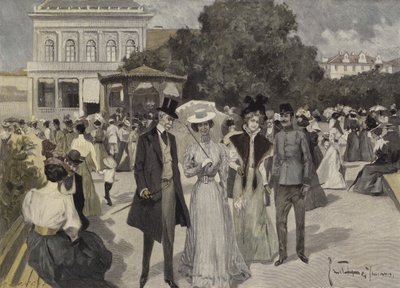 Před Hudebním pavilonem ve Františkových Lázních od Ernst Heilemann