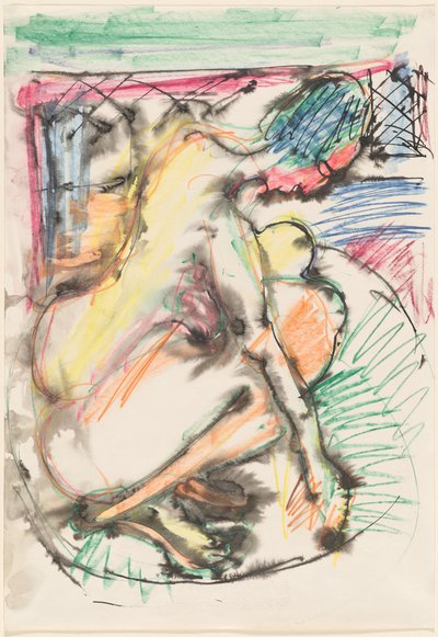 Erna Koupání ve vaně, 19131914. od Ernst Ludwig Kirchner