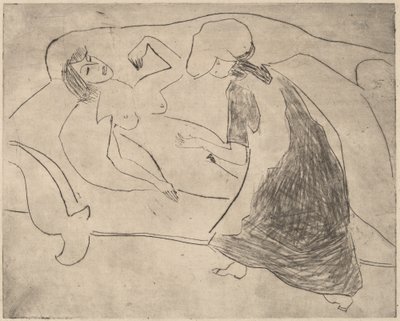 Dívka, s dalším třením si břicho, 1910. od Ernst Ludwig Kirchner