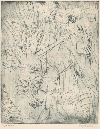 Dívka s květinami, 1923. od Ernst Ludwig Kirchner