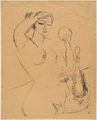 Nahá dívka na toaletě, 1912. od Ernst Ludwig Kirchner