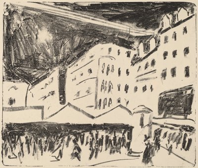 Starý trh v Drážďanech s výročním jarmarkem, 1910. od Ernst Ludwig Kirchner