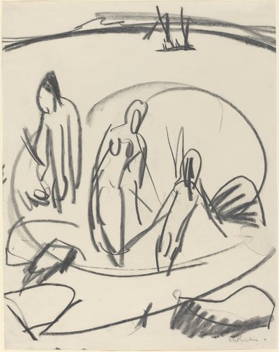 Tři koupající se v moři, c. 1914. od Ernst Ludwig Kirchner