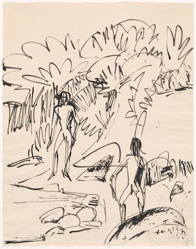 Dva koupající se na pobřeží Fehmarn, 1912. od Ernst Ludwig Kirchner