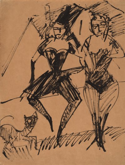 Dva tanečníci s kočkou, 1913. od Ernst Ludwig Kirchner