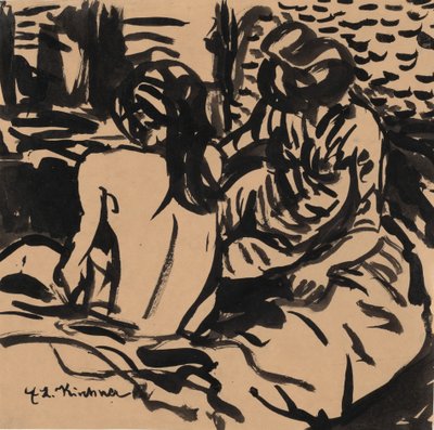Dva akty na posteli Isabella a mladší dívka, c. 1906. od Ernst Ludwig Kirchner