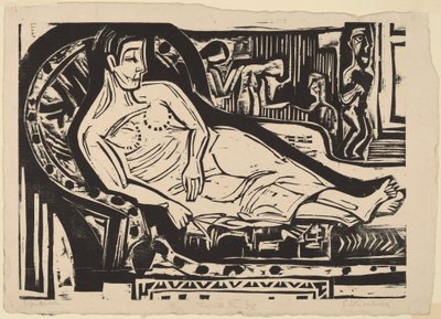 Žena ležící na pohovce, 1926. od Ernst Ludwig Kirchner