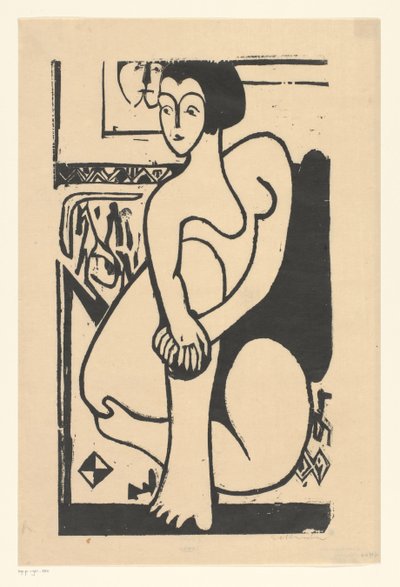 sedící nahá od Ernst Ludwig Kirchner (signed by artist)
