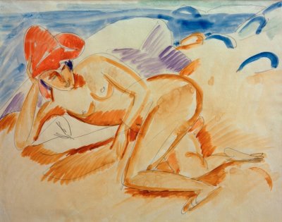 Nahá s červeným kloboukem od Ernst Ludwig Kirchner