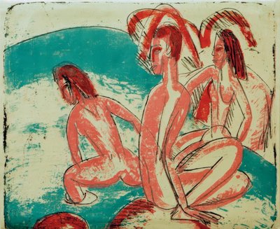 Koupající se na kamenech od Ernst Ludwig Kirchner