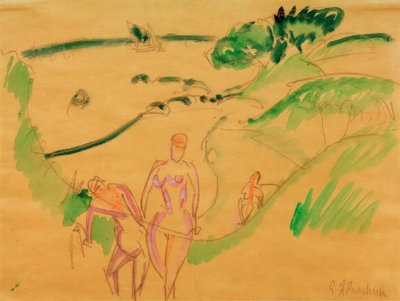 Koupající se na pobřeží Fehmarnu od Ernst Ludwig Kirchner