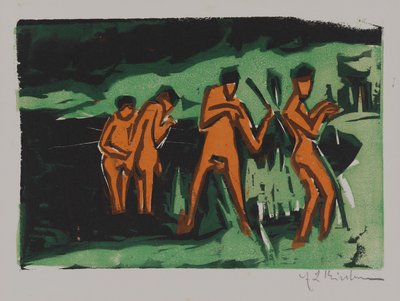 Koupající se házející rákosí od Ernst Ludwig Kirchner