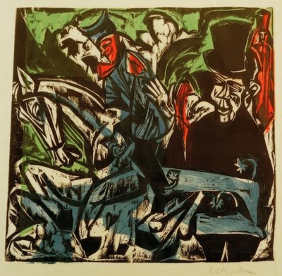 Setkání Schlemihla s malým šedým mužem na ulici od Ernst Ludwig Kirchner
