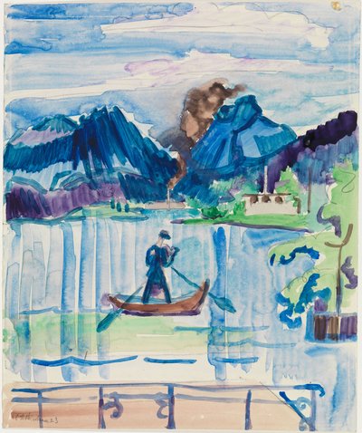 Horské jezero s veslařem od Ernst Ludwig Kirchner