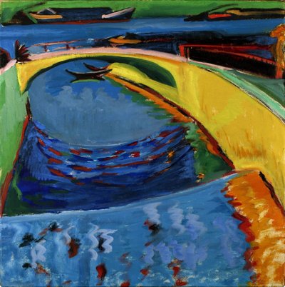 Most u ústí řeky Prießnitz, c. 1910 od Ernst Ludwig Kirchner