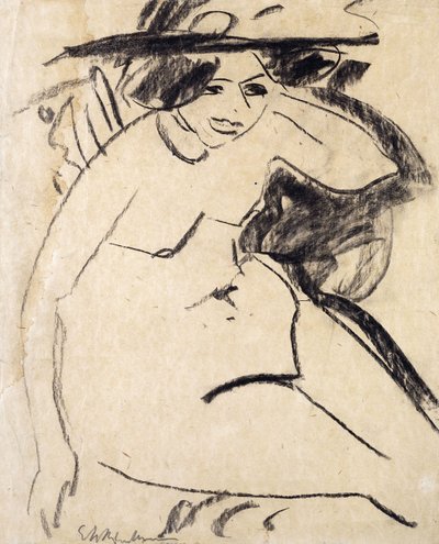 Dido s kloboukem; Dido mit Hut, kolem roku 1909 od Ernst Ludwig Kirchner