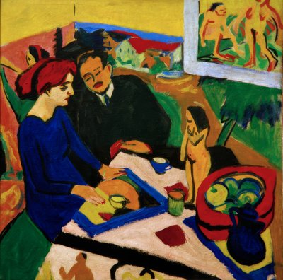 Doris a Heckel u stolu od Ernst Ludwig Kirchner