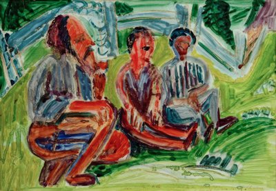 Tři farmáři na louce od Ernst Ludwig Kirchner