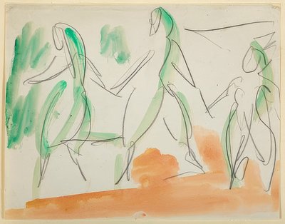 Tři tanečníci. 1911 Folkwang skicář (str. 34) od Ernst Ludwig Kirchner