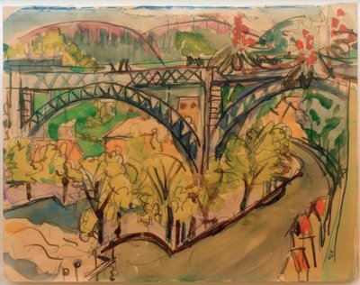 E.L. Kirchner, železniční most / 1916 od Ernst Ludwig Kirchner