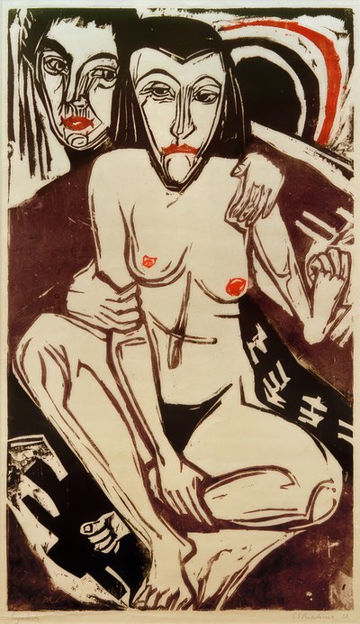 E.L. Kirchner, Melancholie (autoportrét s Ernou) od Ernst Ludwig Kirchner