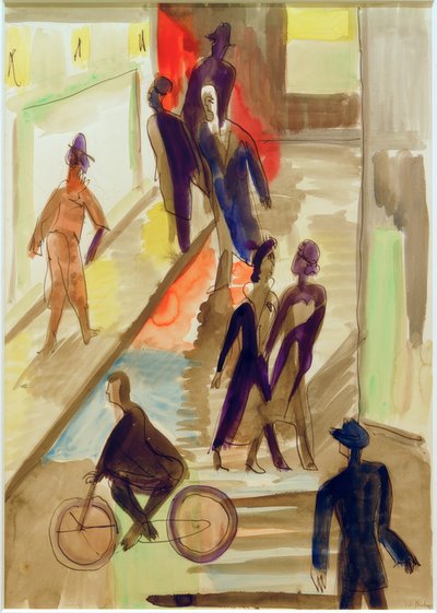 E.L. Kirchner, pouliční scéna s kolem od Ernst Ludwig Kirchner