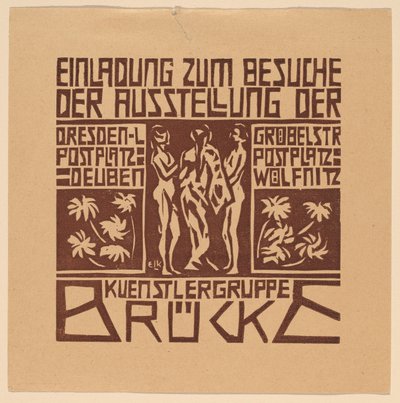 Pozvánka na výstavu umělecké skupiny Brücke od Ernst Ludwig Kirchner