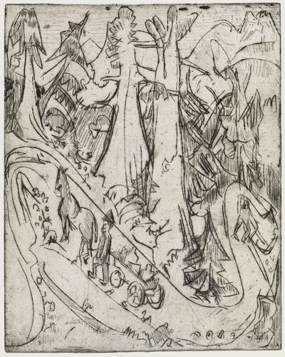 Hnání koz / mlékárenské auto na horské cestě od Ernst Ludwig Kirchner