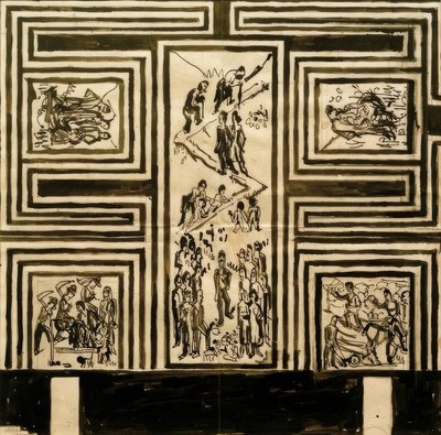 Návrh na malování dlouhé stěny tanečního sálu od Ernst Ludwig Kirchner