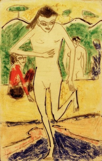 Fränzi před stěnou visí od Ernst Ludwig Kirchner