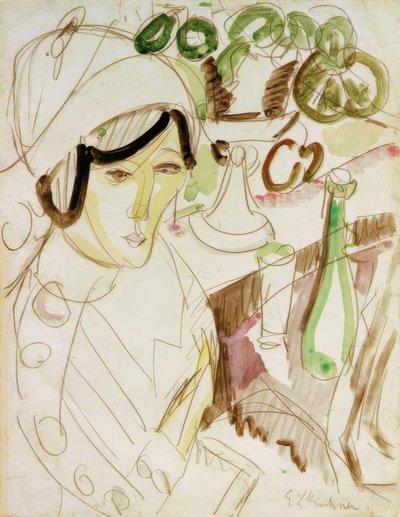 Žena s kulatým kloboukem (Erna) od Ernst Ludwig Kirchner