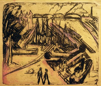 Freihafen Frankfurt nad Mohanem od Ernst Ludwig Kirchner