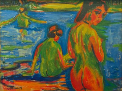 Dívky koupající se v jezeře od Ernst Ludwig Kirchner