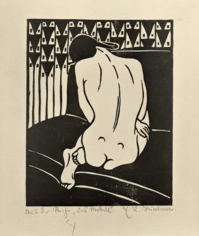 Přikrčení při pohledu zezadu od Ernst Ludwig Kirchner