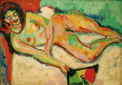 Ležící nahá s ventilátorem od Ernst Ludwig Kirchner