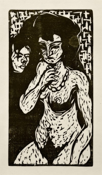 Nahá dívka s autoportrétem od Ernst Ludwig Kirchner