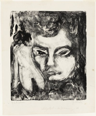 Hlava muže s aktem od Ernst Ludwig Kirchner